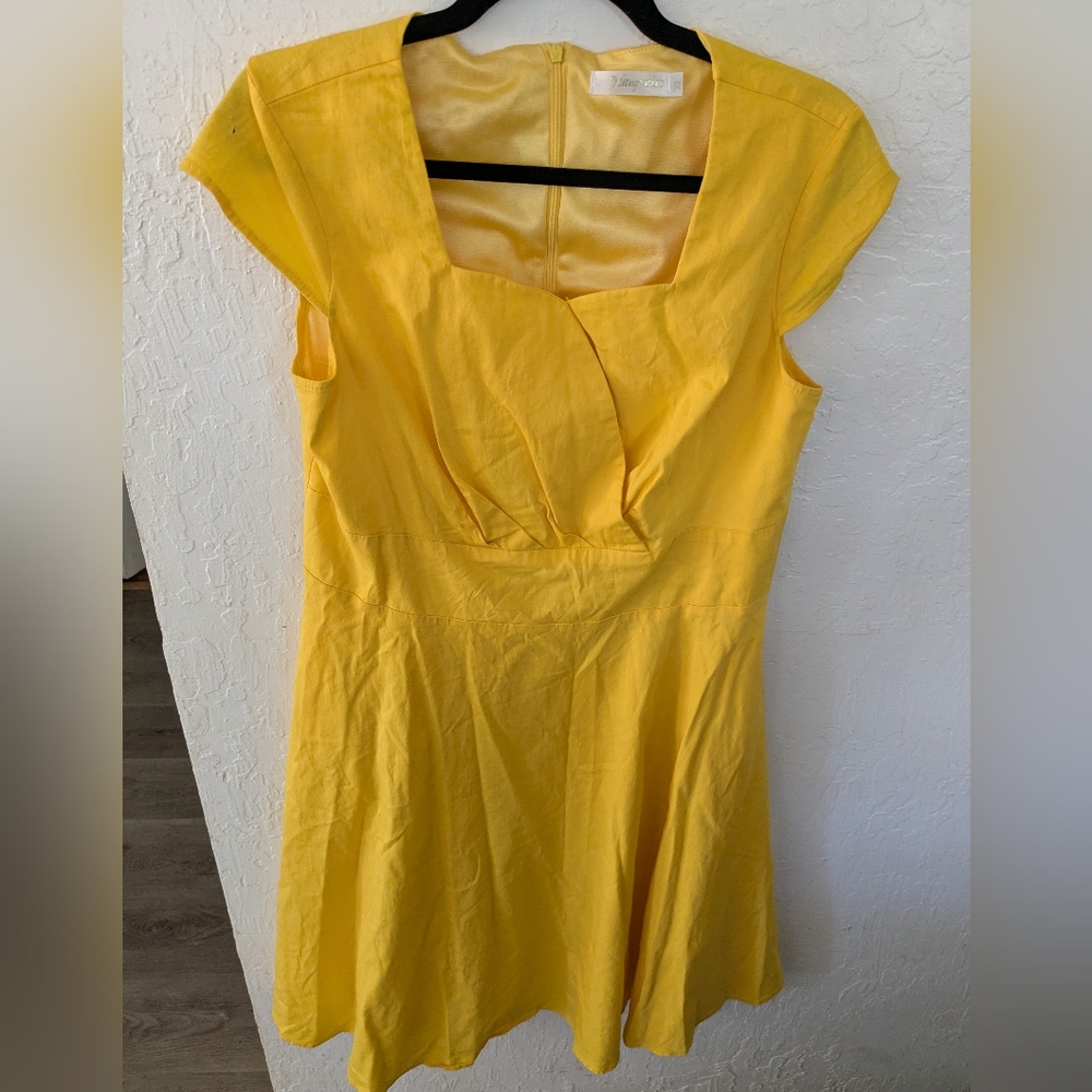 Hanpce’irs Yellow Fit & Flare Sundress – Retro Style – Size XL